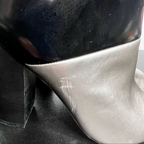 Sam Edelman Circus NORTH 7.5M Black/Silver Leather Peeptoe Bootie Block Heel - Picture 2 of 10